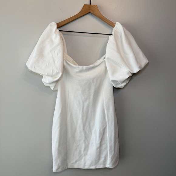 Free People Beach Bubbly Puff Sleeve Mini Dress White Size Medium - Picture 5 of 6